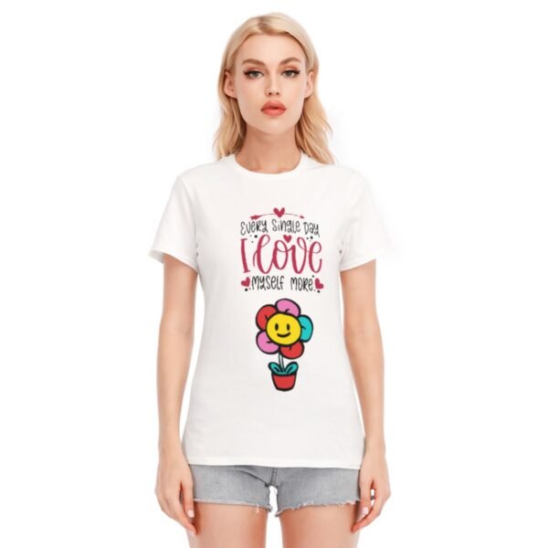 I Love Flower Peace Design-All-Over Print Women's Round Neck T-Shirt | 190GSM Cotton-White