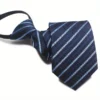 Easy Pull Lazy Tie 1pc 7CM/2.75inch Convenient Tie Business Leisure Navy Blue Series - Image 3