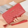 Long Women's Wallet Female Purses Tassel Coin Purse Card Holder Wallets Double Zipper Pu Leather Clutch Luxury Money Phone Bag - Image 3