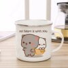 New Peach and Goma cat Enamel cup Coffee tea Mug cute animal Breakfast Dessert milk water cup couple gift - Image 3