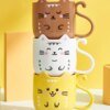 Cute Cat Mouthwash mug Toothbrush Cup Home Travel Cartoon Thickened Wash Cup Plastic mugs - Image 2