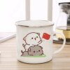 New Peach and Goma cat Enamel cup Coffee tea Mug cute animal Breakfast Dessert milk water cup couple gift - Image 7