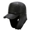 High Quality PU Leather Hats Winter First Layer Cowhide Warm Earmuffs Bomber Caps Plus Velvet Thicken Man Bone Caps Dad Hat - Image 2