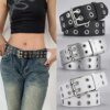 1pc Women's Belt Trend Simple Double Hole Men Belt Punk Hip Hop Rock Style Subculture Y2K Belt Punch Free Belt for Men and Women - Image 2