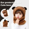 Children Cartoon Cute Bear Rabbit Hat Scarf Girls Boys Winter Soft Thicken Scarves Beanie Double Warm Fleece Kids Hats - Image 4
