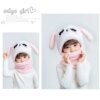 Children Cartoon Cute Bear Rabbit Hat Scarf Girls Boys Winter Soft Thicken Scarves Beanie Double Warm Fleece Kids Hats - Image 7