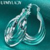 URMYLADY 925 Sterling Silver 25mm Multiple Rings Earrings Ear Loops for Women Charm Wedding Engagement Fashion Party Jewelry - Image 4