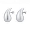 925 Sterling Silver 18K Gold Plated Chunky Dome Water Drop Earring for Women Vintage Glossy Thick Teardrop Hoop Earrings Jewelry - Image 5