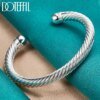 DOTEFFIL 925 Sterling Silver Screw Thread Bangle For Woman Man Wedding Party Engagement Fashion Charm Jewelry - Image 2