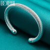 DOTEFFIL 925 Sterling Silver Screw Thread Bangle For Woman Man Wedding Party Engagement Fashion Charm Jewelry - Image 4