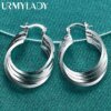 URMYLADY 925 Sterling Silver 25mm Multiple Rings Earrings Ear Loops for Women Charm Wedding Engagement Fashion Party Jewelry - Image 5