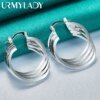 URMYLADY 925 Sterling Silver 25mm Multiple Rings Earrings Ear Loops for Women Charm Wedding Engagement Fashion Party Jewelry - Image 3