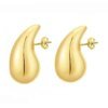 925 Sterling Silver 18K Gold Plated Chunky Dome Water Drop Earring for Women Vintage Glossy Thick Teardrop Hoop Earrings Jewelry - Image 4