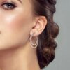Fashionable 925 Sterling Silver Rose Gold & Silver & Gold Large Double Ring Earrings Original Women's Fashion Jewelry - Image 6