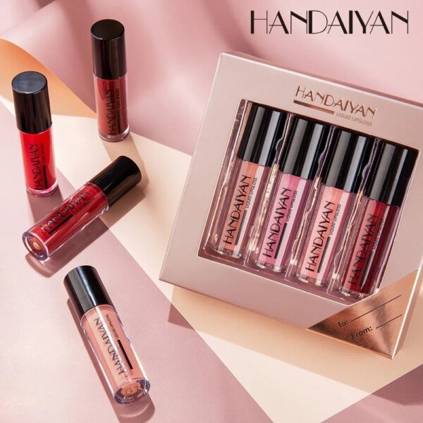 HANDAIYAN Lip Gloss Set Gifts Sexy Matte Lipstick Waterproof Lasting Non-stick Cup Lip Tint Cosmetics Makeup