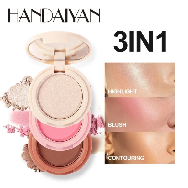 New 3 In 1 Matte Highlighter Contouring Blush Palette Pearly Shiny Eyeshadow Multifunctional Face Makeup Palette Cosmetic