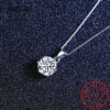 925 Silver Rhodium plating 1 Carat VVS1 Diamond Test Round Shape Moissanite Pendant Necklace Women Classic Gemstone Necklace - Image 4