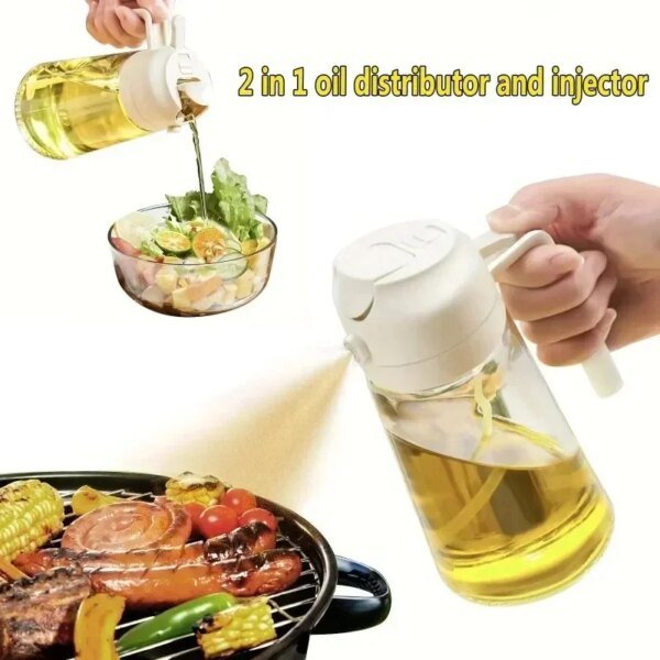 2 in 1 500ml Oil Spray for Kitchen Spray Oil Bottle Oil Washer Vinegar Soy Sauce Sprayer Containers