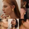 925 Sterling Silver 18K Gold Plated Chunky Dome Water Drop Earring for Women Vintage Glossy Thick Teardrop Hoop Earrings Jewelry - Image 6