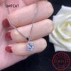 925 Silver Rhodium plating 1 Carat VVS1 Diamond Test Round Shape Moissanite Pendant Necklace Women Classic Gemstone Necklace - Image 5
