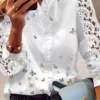 Women's Shirts Fashion Elegant Long Sleeve Butterfly Print - Image 4