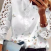 Women's Shirts Fashion Elegant Long Sleeve Butterfly Print - Image 3