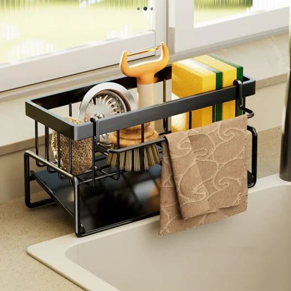 Kitchen Stainless Steel Sink Drain Rack Sponge Storage