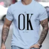 3D printed men's T-shirt,loose T-shirt design with OK print on top - Image 2
