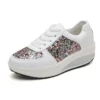 Fashion Sequin Casual Shoes for Women Breathble Lace-Up Sneakers - Image 5