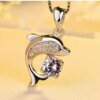 Real 925 Sterling Silver Jewelry Crystal Dolphin Charm Box Chain Pendants&Necklaces Party Gift - Image 5