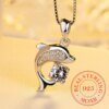 Real 925 Sterling Silver Jewelry Crystal Dolphin Charm Box Chain Pendants&Necklaces Party Gift - Image 2