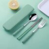 Chopsticks Spoons Sets Of Stainless Steel Portable Tableware for Students Three-Piece Sets - Image 7