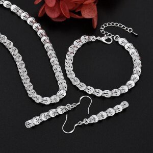 925 Sterling Silver Charms Earrings Necklace Bracelet Love Jewelry Cute for Women Chain Set