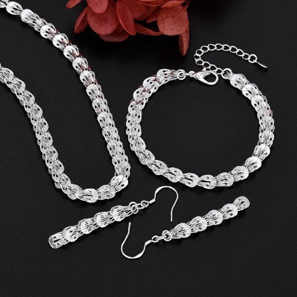 925 Sterling Silver Charms Earrings Necklace Bracelet Love Jewelry Cute for Women Chain Set