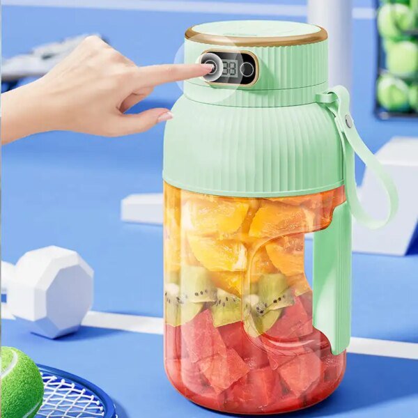 1200ML Electric Wireless Digital Display Mixer Portable Juicer Fruit Smoothie Rechargeable Juicer 10 Blade