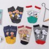 5pcs Knitted Socks Cartoon Snoopy Anime Men Women Straight Socks - Image 2