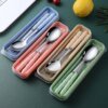 Chopsticks Spoons Sets Of Stainless Steel Portable Tableware for Students Three-Piece Sets - Image 4