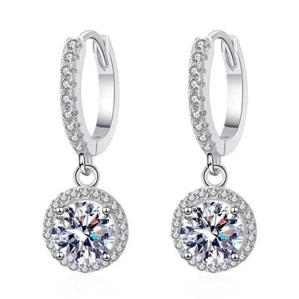 925 Sterling Silver 1 Carat Moissanite Round Earrings Luxurious Gift For Women