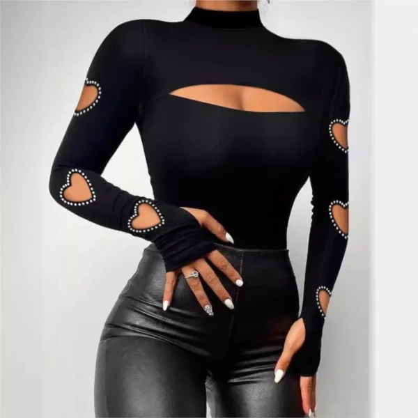 New Women Slim Fit Top Stylish Autumn Winter Sexy Blouse Mock Neck Bodycon