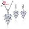 Brilliant Rhinestones Luxury Style Leaves Chains Pendant Necklace Earrings 925 Sterling Silver Jewelry Sets - Image 2