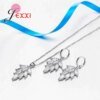 Brilliant Rhinestones Luxury Style Leaves Chains Pendant Necklace Earrings 925 Sterling Silver Jewelry Sets - Image 6