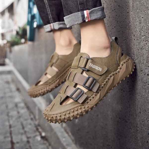 2025 Summer Breathable Mens Beach Leather Designer Slippers Non-Slip Men Casual Flip Flops
