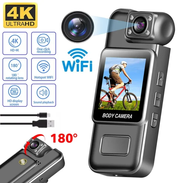 Ultra HD 4K WiFi Mini Camera Portable Digital Video Recorder Police BodyCam Infrared Night Vision Sports DV Riding Camcorder