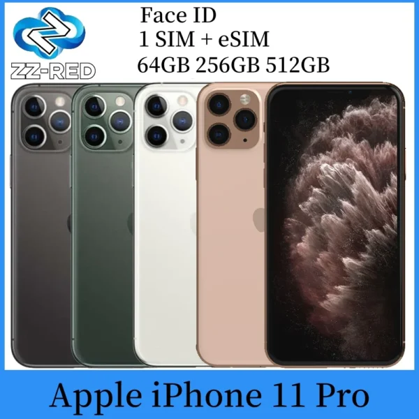Apple iPhone 11 Pro 64GB 256GB ROM Original 5.8" Super Retina A13 IOS iPhone 11Pro Face ID Unlocked 4G LTE Mobile phone -- Refurbished