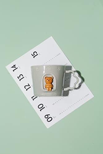 DIHOclub Bear Ceramic Cup Window Animals Mug Cute Cartoon Handmade Figurine Mugs 9 OZ (Grey) - Image 3
