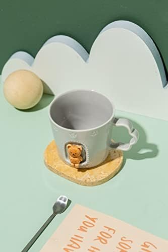 DIHOclub Bear Ceramic Cup Window Animals Mug Cute Cartoon Handmade Figurine Mugs 9 OZ (Grey) - Image 5