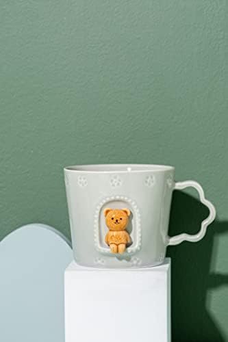 DIHOclub Bear Ceramic Cup Window Animals Mug Cute Cartoon Handmade Figurine Mugs 9 OZ (Grey) - Image 6