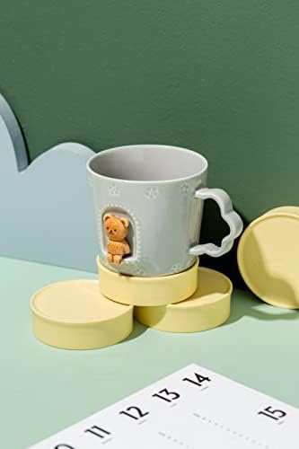 DIHOclub Bear Ceramic Cup Window Animals Mug Cute Cartoon Handmade Figurine Mugs 9 OZ (Grey) - Image 4
