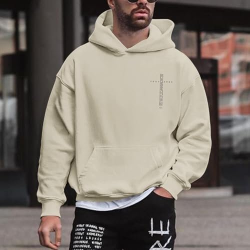 Lubpow Christian Hoodies for Men Inspirational Religious Faith Cross Sweatshirts Vintage Bible Verse Graphic Hoodie Pullover Apricot or Black - Image 4