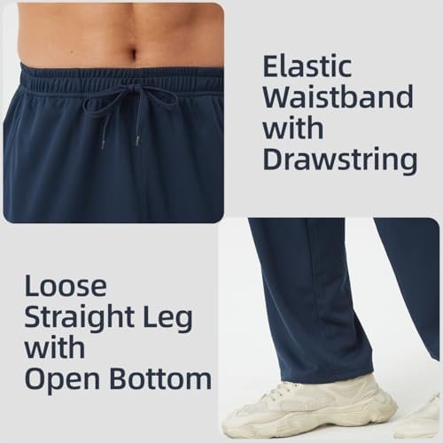 DWUGD'L 3 Pack Sweatpants for Men Loose Fit Mens Athletic Pants with Pockets Mesh Open Bottom Workout Jogging Casual Pants Set 3: Pack - Image 26